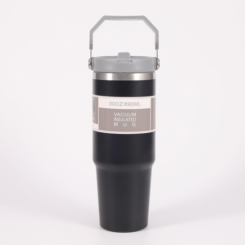 Botella Vacuum Térmica 890 Ml Con Manija Diseño Termica Color Negro