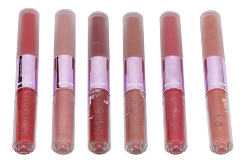 Esmalte Labial De Doble Cabezal, 6 Unidades, Cosmético, Mate