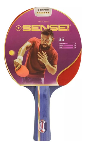 Paleta De Ping Pong Tenis Mesa 6 Stars Sensei Con Funda Mango Azul Acero An (anatómico)