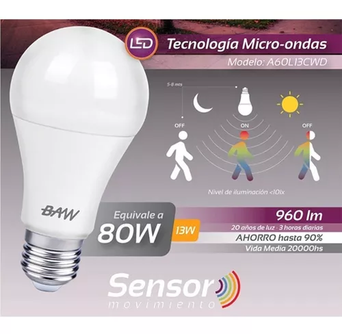 Foco Led Sensor Movimiento Bombilla Lampara Hogar Luz