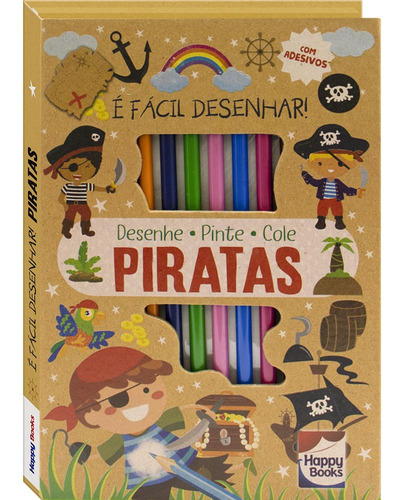 É Fácil Desenhar! Piratas, de Brijbasi Art Press. Editorial Happy Books em português, 2022