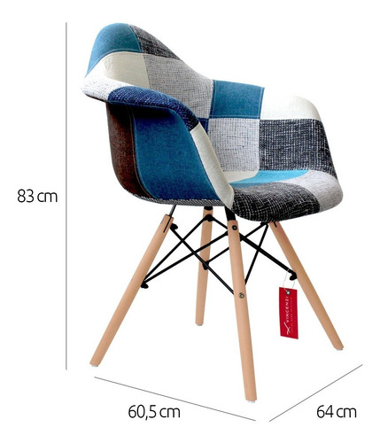 Imagen 2 de 8 de Silla Poltrona Eames Patchwork Calgary Vincenzi R2739