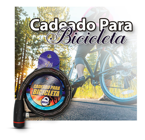 Cadeado Para Bicicleta 80cm*18mm Cor:preto