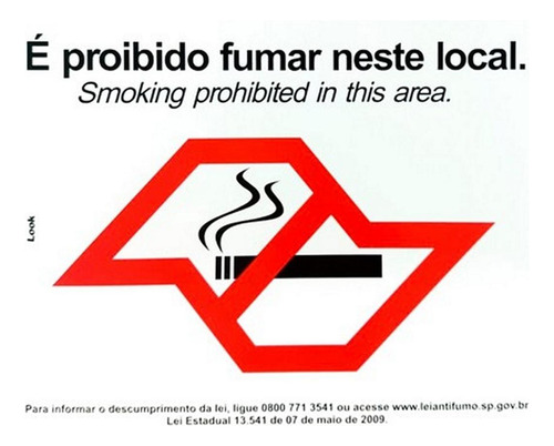 Placa Look 20x25cm (proibido Fumar Conforme Lei) - Kit C/5 P