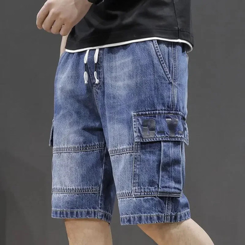 Pantalones Cortos Tipo Cargo De Mezclilla Informales Para Ho