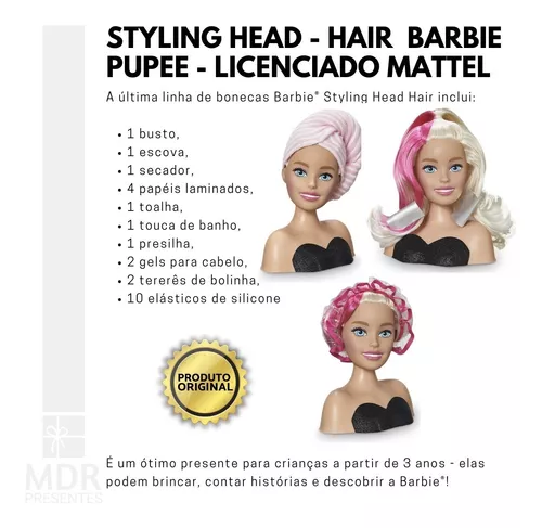 Boneca Barbie Busto Maquiagem Styling Head Faces Acessorios - Rosa