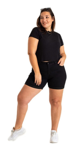 Short Bermuda Mujer Elastizados Talles Grandes Tiro Alto