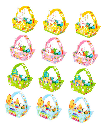 12 Uds Cestas De Pascua Para Decoración De Fiesta Infantil