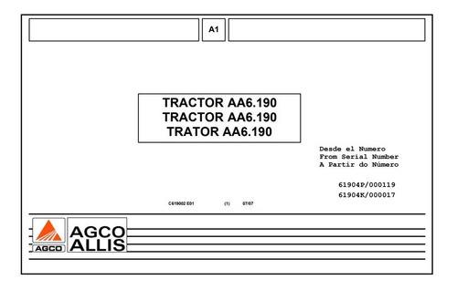Manual Catalogo De Repuestos Tractor Agco Allis 6.190