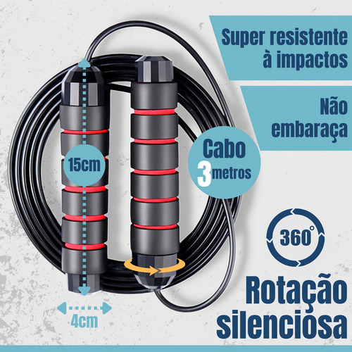Corda De Pular Cross Speed Rope Rolamento Profissional Fit