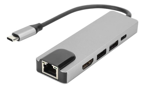 Adaptador Hub 5 En 1 Tipo-c 2 Usb 1 Hdmi 4k 1 Rj45 1 Tipo-c 