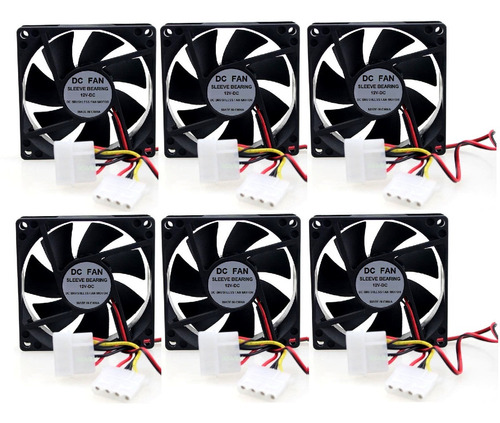 6 Undades Ventilador Fan Case 8cms X8cms X2.5cms 12v Dc Pc