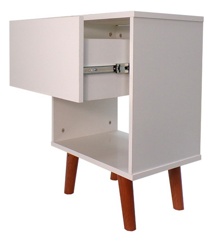 Buro Para Recamara Decomobil Mesa De Noche Minimalista Acabado Mate Texturizado Color Blanco Absoluto