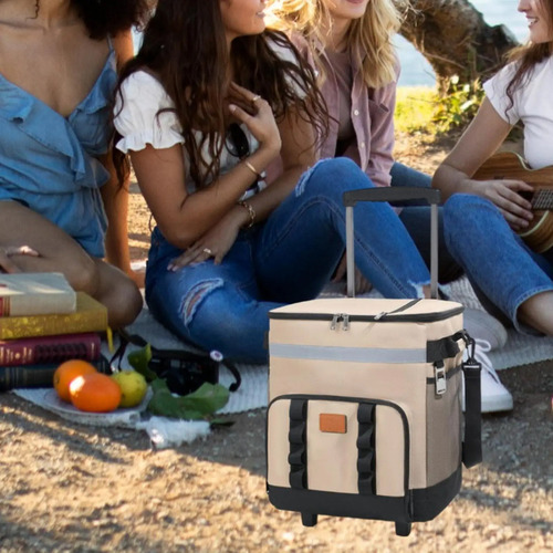 Bolsa Térmica Com Rodas 35l Black Khaki Abahub Food Carrier