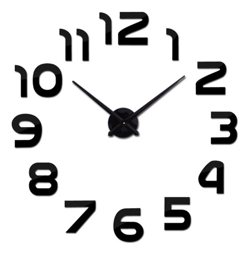 Reloj De Pared 3d Tamaño 100 X 100 Cm Color Negro