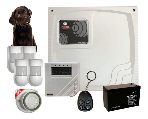 Kit Alarma Hogar 6 Zonas+control+4 Sensor Pet+sirena+batería