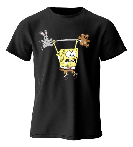 Camiseta Negra Bob Esponja Gym Pesas Envío/gratis