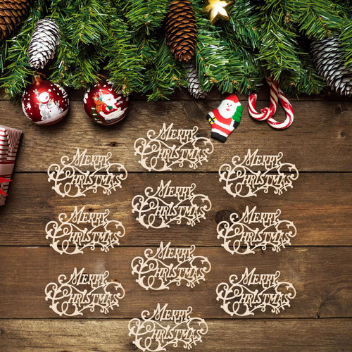 10 Piezas Colgante De Árbol De Navidad Artesanal De Madera