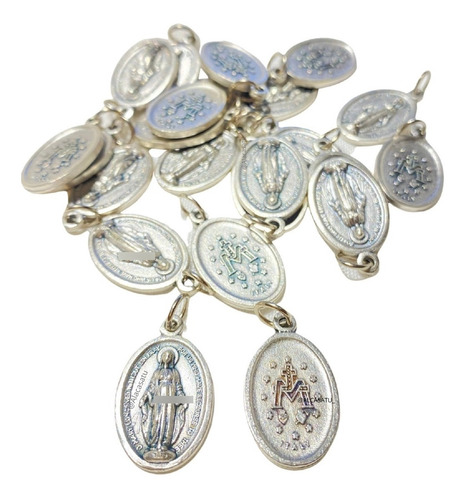 25 Medallas Dije Virgen Milagrosa 22mm Souvenirs Made Italy