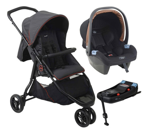 Carrinho De Bebê Cr3 Gray Red Bebê Conforto E Base Isofix