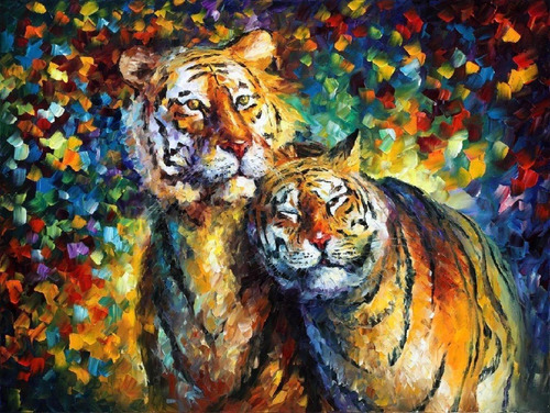 Cuadros Abstractos Tipo Oleo En Canvas Artistíco | 90x140 Color Sweetness Tigers