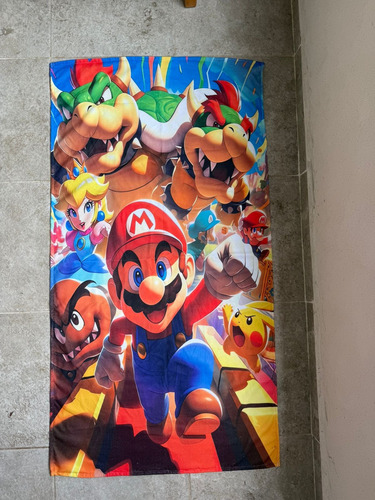 Toalla De Baño Mario Bross De Microfibra Rojo