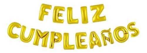 Frase Feliz Cumpleaños En Globos Metalizados Dorado