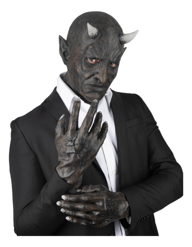 Máscara Mephistopheles Diablo Negro Con Guantes Disfraz