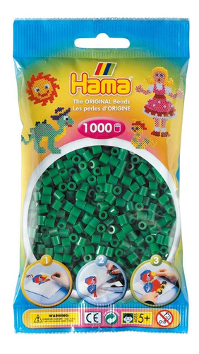 Imagen 1 de 2 de Hama Beads Midi Perler 1000 Unidades Color Verde Pixel Art
