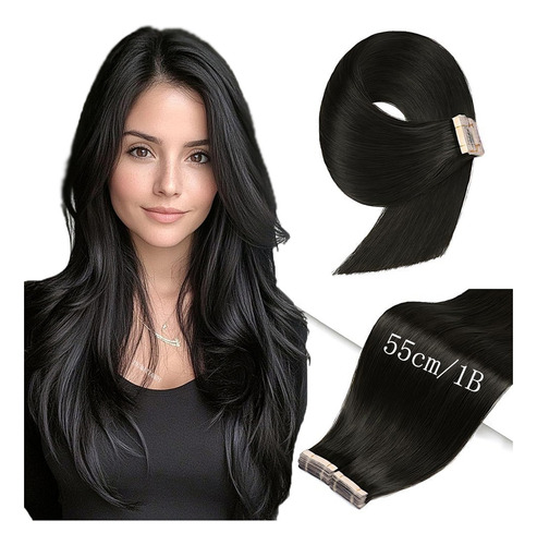 40 Pzs Extensiones De Cabello Con Base Pu Humano Real 55cm Pu-1b
