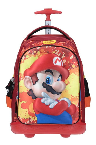 Mochila Con Ruedas Led Chenson Mario Bros Lava (polo)