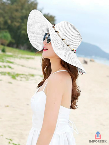 Sombrero Ala Ancha Dama Mujer Verano Playa Proteccion Sol