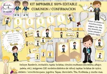Comprar Kit Imprimible Candy Comunion Varon Amarillo 100% Editable