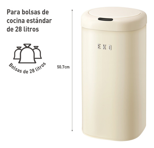 Bote de basura Eko EK9184P-28L-VNcrema