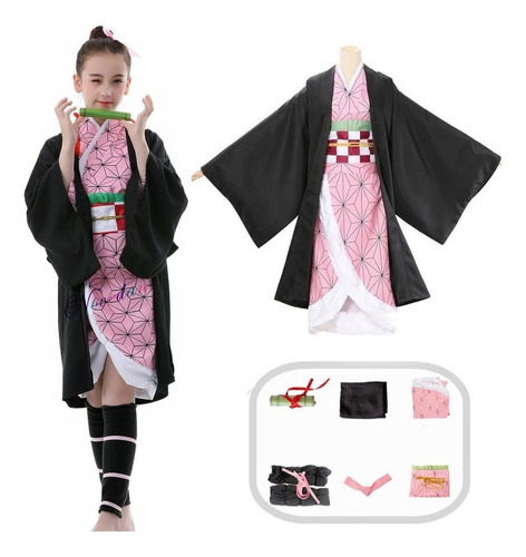 Conjunto Cosplay De Kamado Nezuko Disfraz Anime Adultos Niño Out