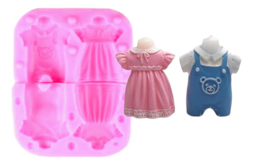 Pack 2 Moldes Silicón Ropa Bebé, Niña, Niño/ Choco, Jabón Rosa