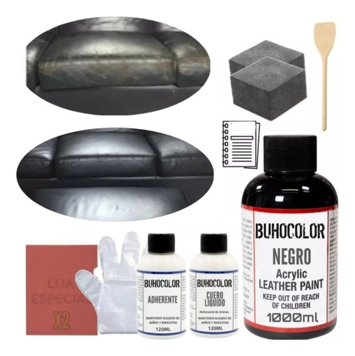 Pintura Para Cuero 1lt + Fijador + Cuero Liquido + Aplicador