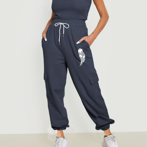 Jogger Completo Con Bolsillo Holgado Con Cintura Elástica Y