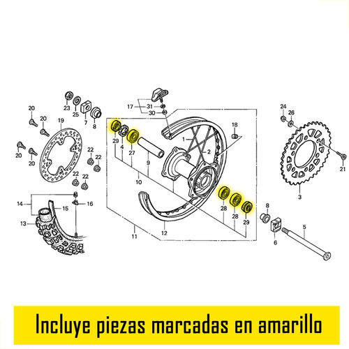 Set Rulemanes Reten Rueda Trasera Honda Crf 450 R