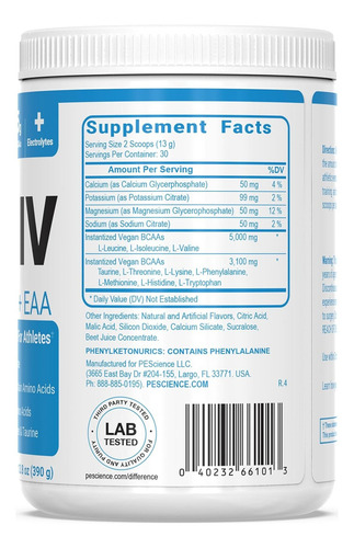 Pescience Amino Iv Bcaa + Eaa Aminoacidos 30 Servs Sabor Raspberry Grape