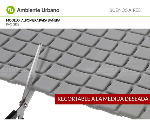 Alfombra De Baño Antideslizante En Pvc Para Ducha Color Gris