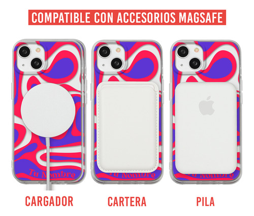 Funda Para iPhone Magsafe Tu Nombre Para Mujer Curvas Rojas