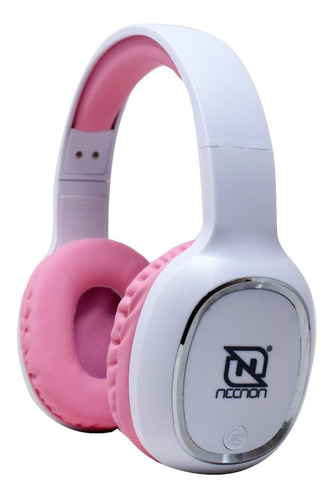 Audifonos Diadema Bluetooth Manos Libres Recargable Necnon Audio Porfesional Color Blanco/Rosa