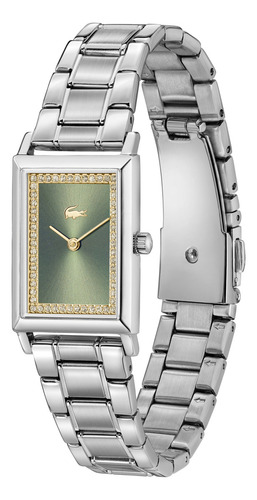 Lacoste Reloj Mujer Catherine 2001406 Brazalete 20.7mm Plata Correa Plateado Bisel Plateado Fondo Verde Musgo