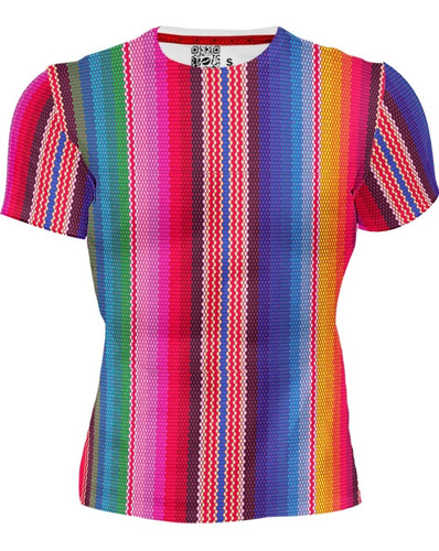 Playera Sublimada Full Print Arg Viva México Rebozo Colores 