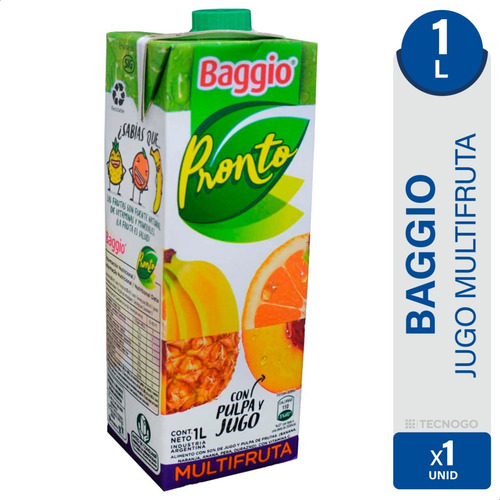 Imagen 1 de 8 de Jugo Baggio Multifruta 1lt Pronto Natural Pulpas 01almacen