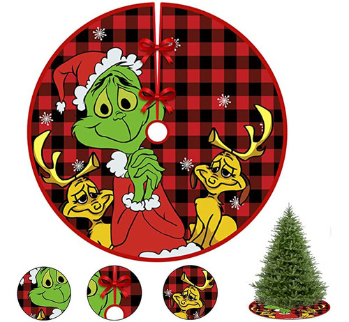 Falda Para Árbol De Navidad De 90 Cm, Diseño De Grinch, Deco