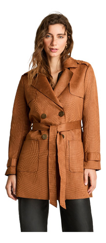 Abrigo Manga Larga Lazo Camel Mujer Moda Invierno Hasta Xxl
