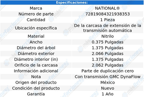 Retén Carcasa Extensión T/ A P/ Buick Skylark 54 National