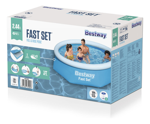 Piscina Bestway Inflable Armado Rápido 1880l 2.44m Familiar